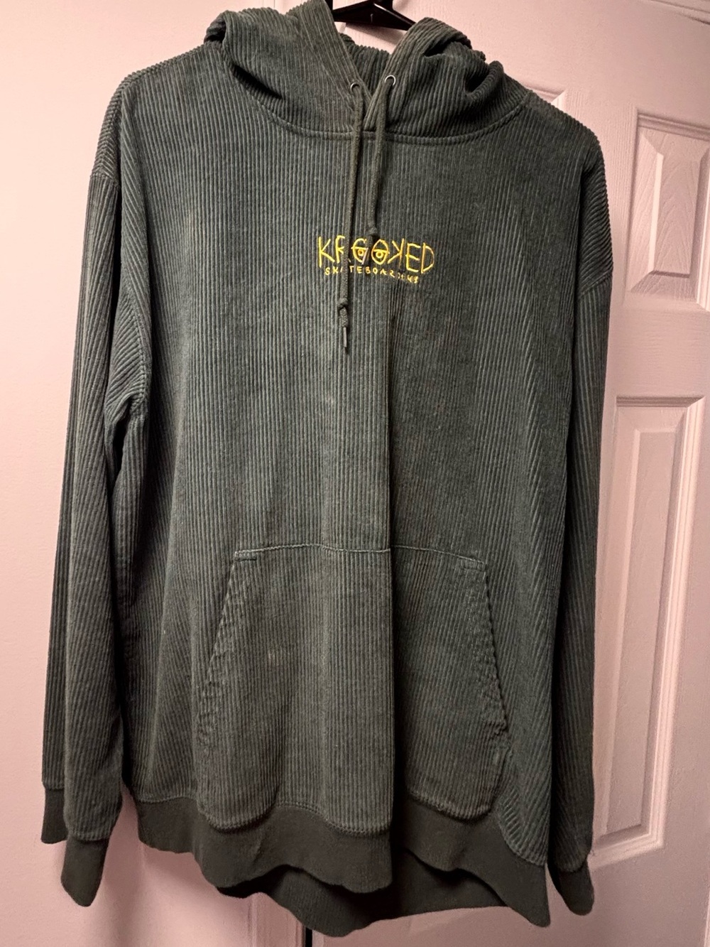 Krooked Skateboarding Forest Green VINTAGE Corduroy Hoodie